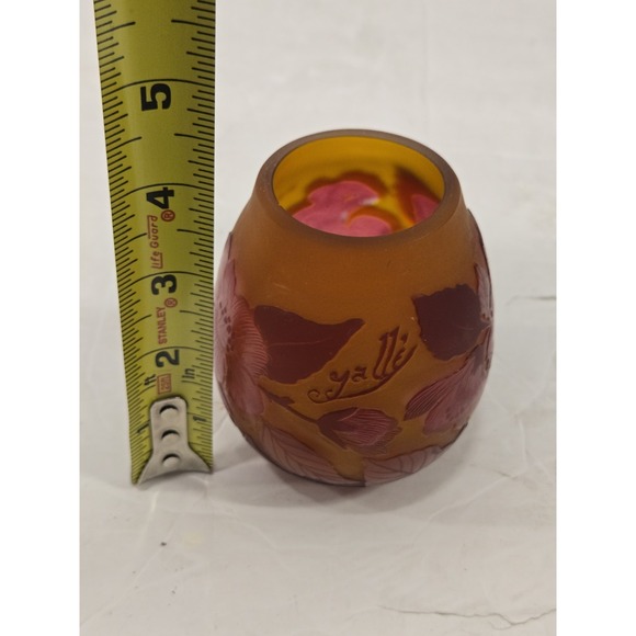 Signed Gallé  Cameo Amber Glass Vase - Picture 5 of 6